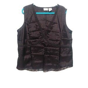 White Stag cami/Tank Top Womens Plus 18W-20W Brown Viscose Sleeveless Lace trim